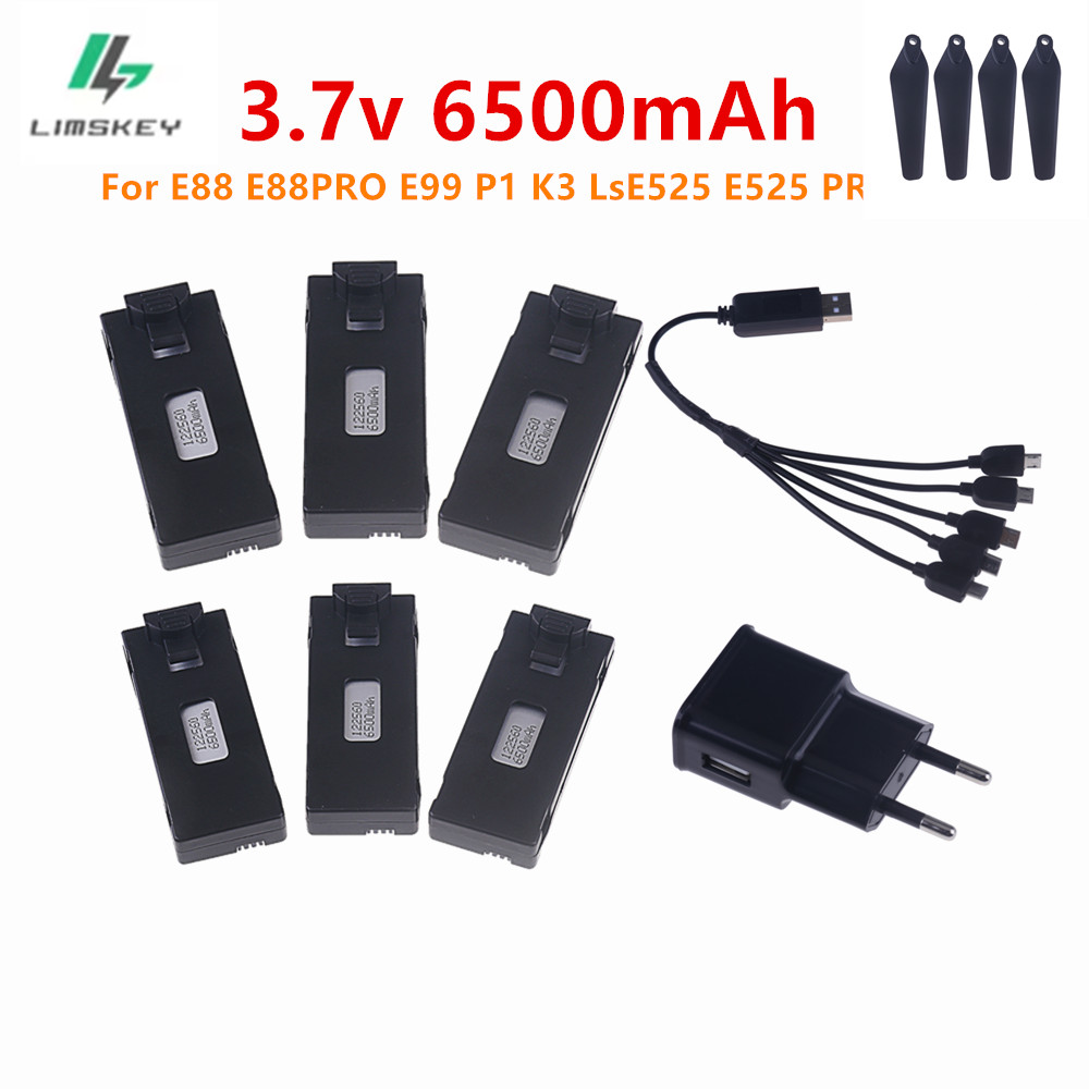 Drone Rc E88 Pro - 3.7V 6500Mah Lipo Battery and Charger