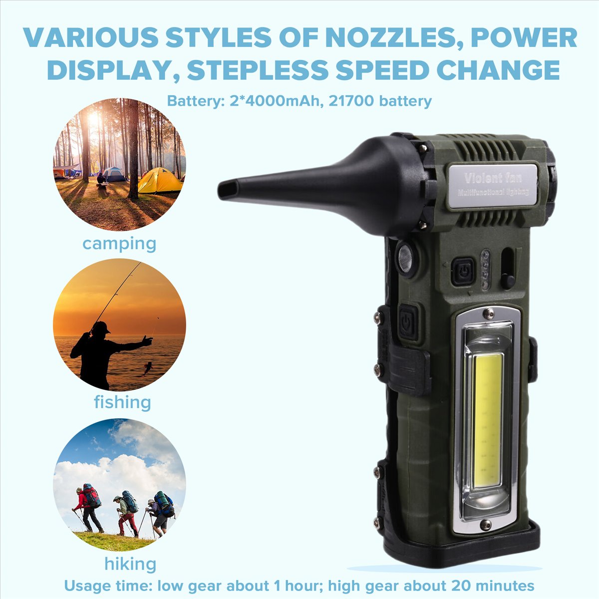 AT59 Handheld Turbo Jet Fan wi - đánh giá và giá Brushless Motor