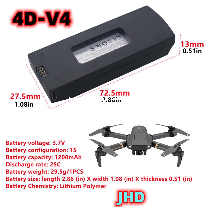 JHD Bateria 4DRC V4 Battery 3. - đánh giá và giá Drone Rc V4