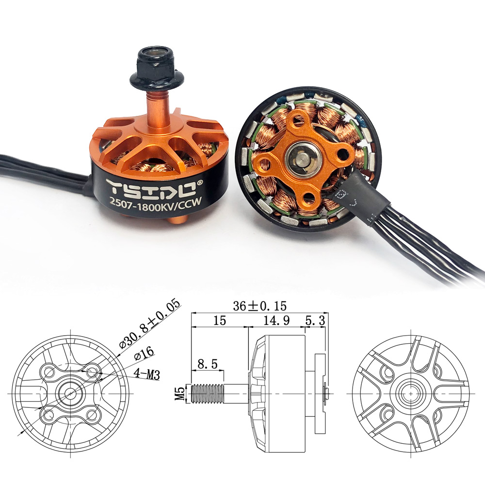 YSIDO 2507 1800KV 3-6S Brushle - đánh giá và giá Drone Frame 5 Inch