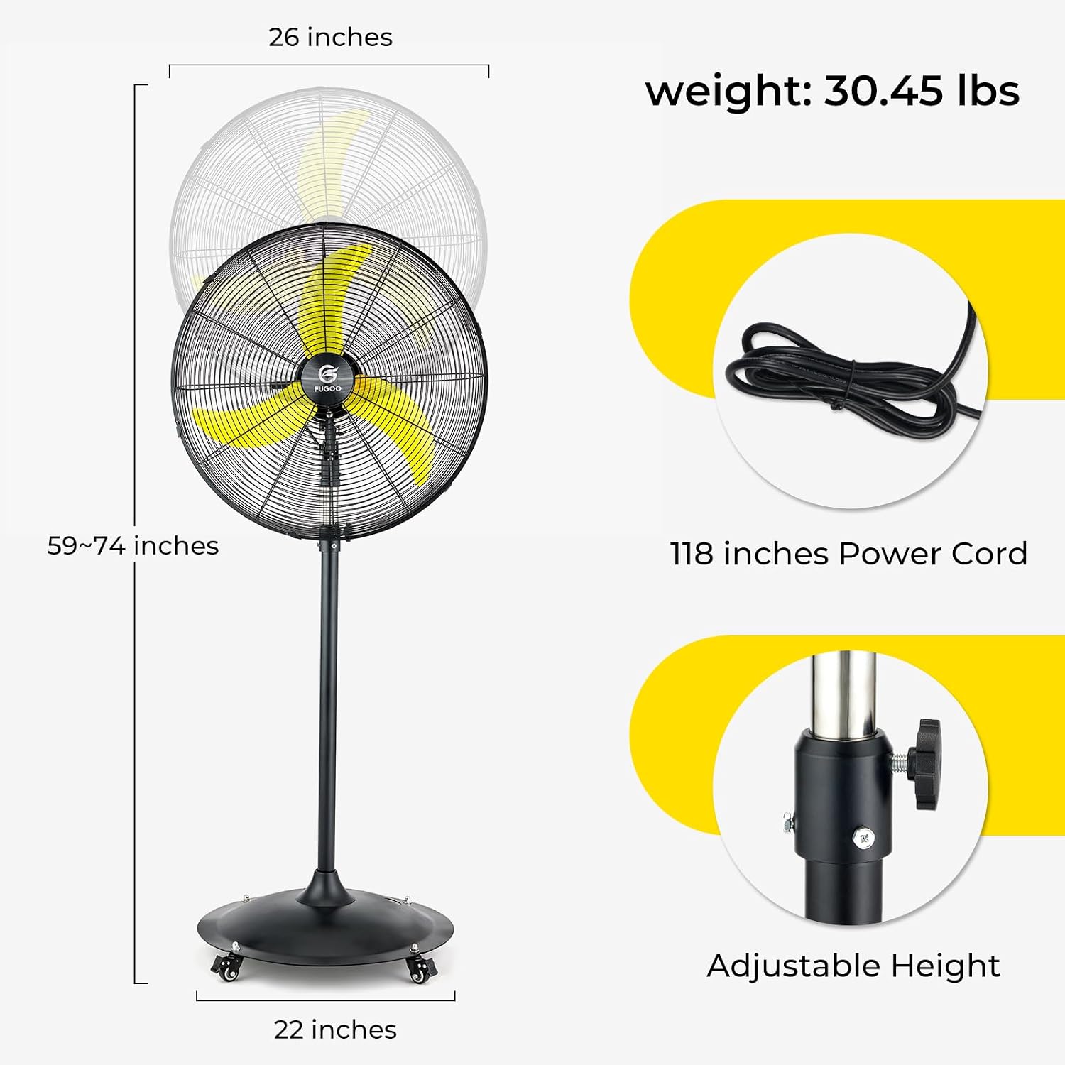 24'' Outdoor Oscillating Pedes - đánh giá và giá Brushless Motor